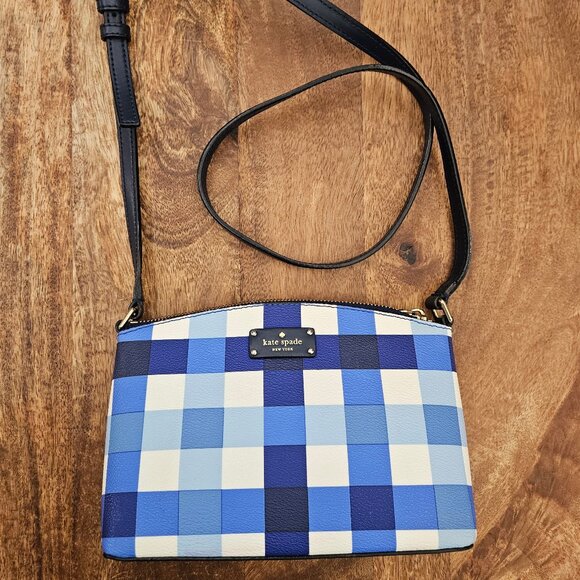 kate spade Handbags - Kate Spade Purse Blue White Pacific Gingham Millie Crossbody Bag Grove Street